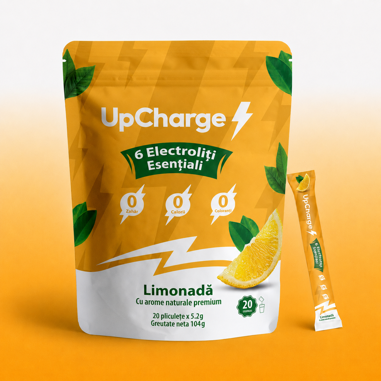 Electroliți cu Aromă de Limonadă, UpCharge, 20 Serviri, 104g